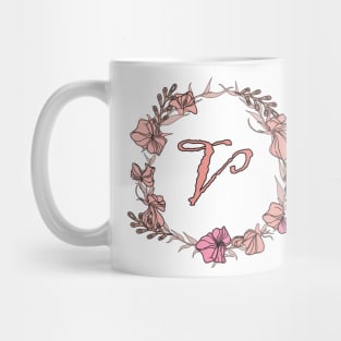 Letter V Rose Pink Initial Monogram - Letter v Mug